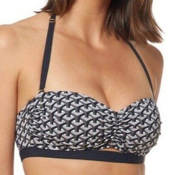 Bleu by Rod Beattie Bikini Top High Straps Women's Swimwear Gray/Black Size 4 - Picture 1 of 9